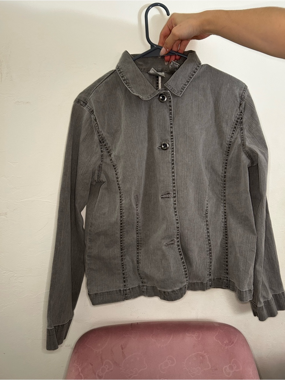 Chico's Gray Button-Front Denim Jacket
